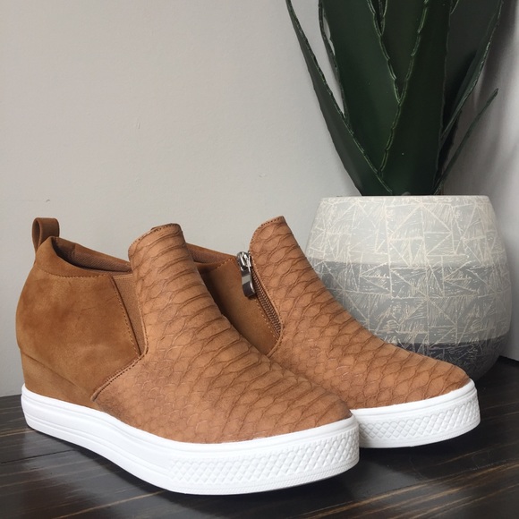 Tan Viva Sneaker Wedges - Picture 2 of 3